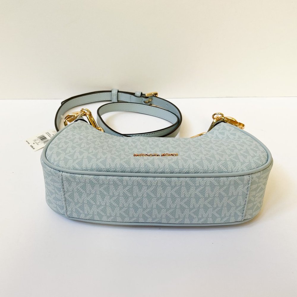 Michael Kors Cora Medium Shoulder Crossbody Bag MK Pale Ocean Blue - Picture 8 of 12